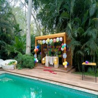 Poolside birthday decor